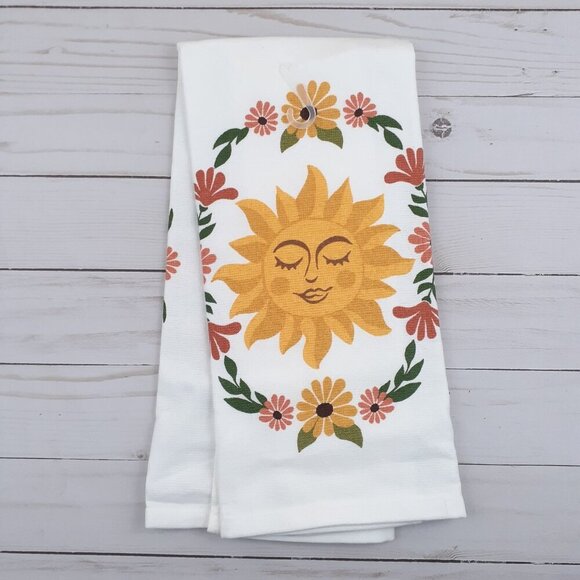 Kitchen Dish Towel Vintage Blossom Sun Floral Flowers Dual Purpose - Picture 3 of 3